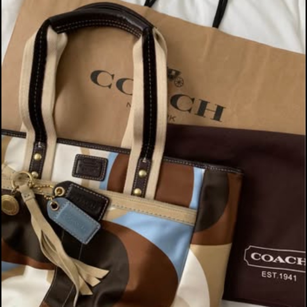 Coach Hamptons Scarf Print Canvas Tote Bag